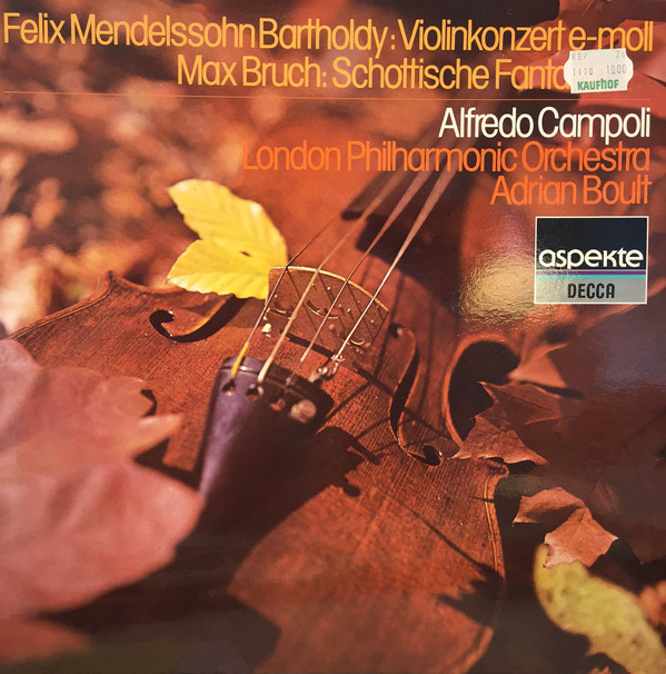 Cover Felix Mendelssohn-Bartholdy / Max Bruch, Alfredo Campoli, London Philharmonic Orchestra*, Adrian Boult* - Violinkonzert E-moll / Schottische Fantasie (LP) Schallplatten Ankauf