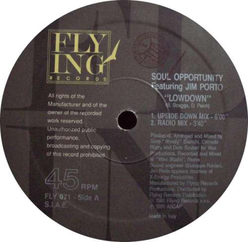 Cover Soul Opportunity Featuring Jim Porto - Lowdown / Soul Opportunity (12) Schallplatten Ankauf