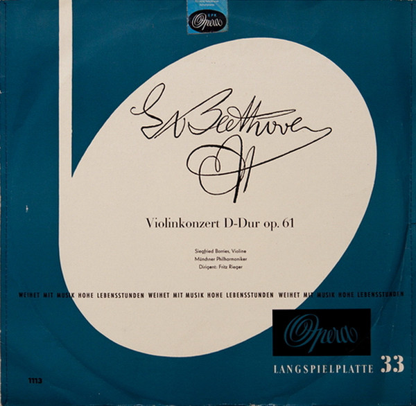 Cover Beethoven*, Siegfried Borries, Münchner Philharmoniker, Fritz Rieger - Violinkonzert D-Dur Op. 61 (LP, Album) Schallplatten Ankauf