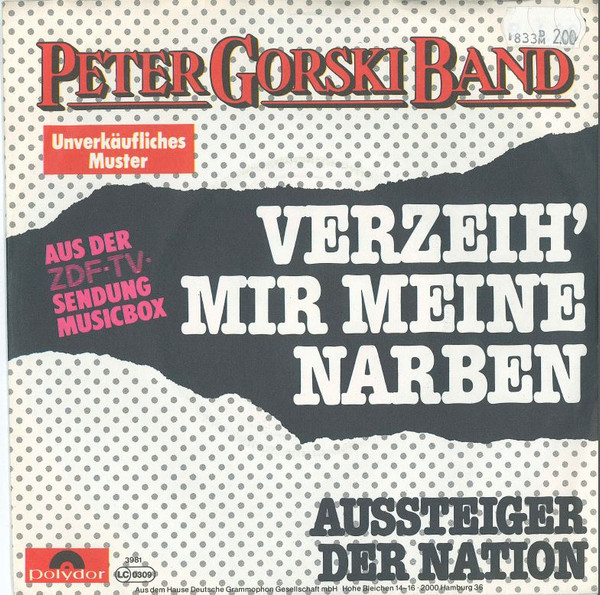 Cover Peter Gorski Band - Verzeih' Mir Meine Narben (7, Single, Promo) Schallplatten Ankauf