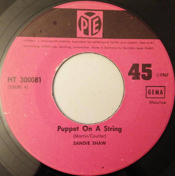 Cover Sandie Shaw - Puppet On A String (7, Single, Mono) Schallplatten Ankauf
