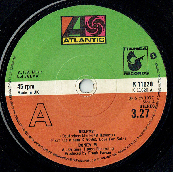 Cover Boney M* - Belfast (7, Single, Pap) Schallplatten Ankauf