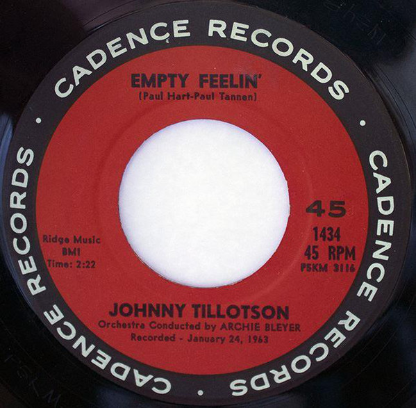 Cover Johnny Tillotson - Out Of My Mind / Empty Feelin' (7, Single) Schallplatten Ankauf