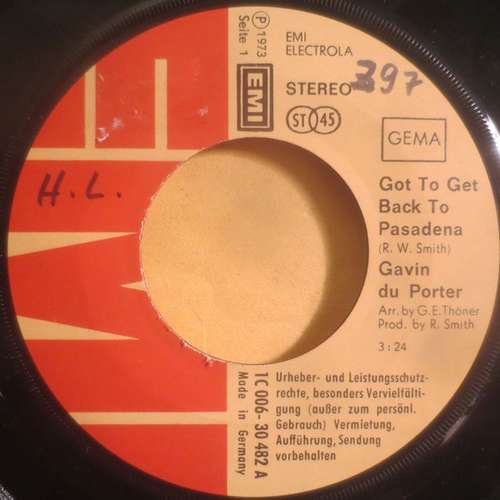 Cover Gavin Du Porter - Got To Get Back To Pasadena (7, Single) Schallplatten Ankauf