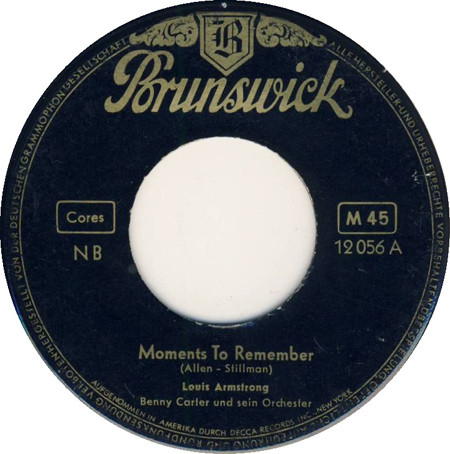 Cover Louis Armstrong, Benny Carter Und Sein Orchester* - Moments To Remember / Only You (7, Single) Schallplatten Ankauf