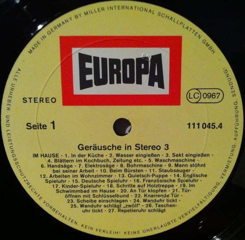 Cover No Artist - Geräusche In Stereo 3 (Stereo Sound Effects) (LP, RE) Schallplatten Ankauf