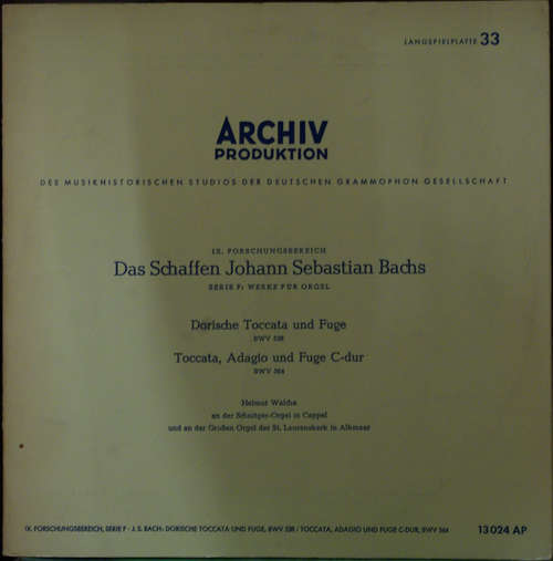 Cover Johann Sebastian Bach, Helmut Walcha - Dorische Toccata Und Fuge,  BWV 538 / Toccata C-dur, BWV 564  (10, Album) Schallplatten Ankauf