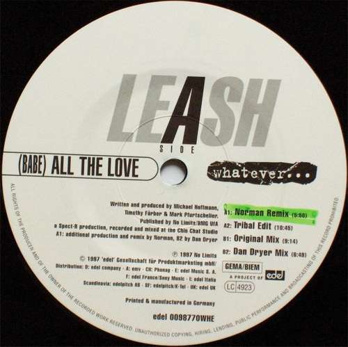 Cover Leash - (Babe) All The Love (12) Schallplatten Ankauf