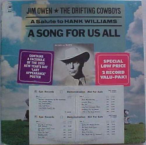 Cover Jim Owen & The Drifting Cowboys* - A Song For Us All (2xLP, Album, Promo) Schallplatten Ankauf