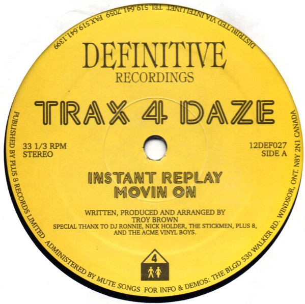 Cover Troy Brown - Trax 4 Daze Vol. 1 (12) Schallplatten Ankauf