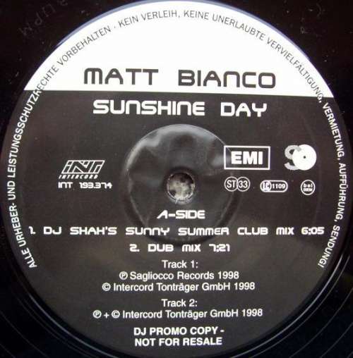 Cover Matt Bianco - Sunshine Day (12, Promo) Schallplatten Ankauf
