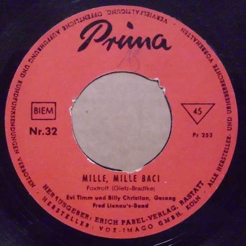 Cover Evi Timm Und Billy Christian (2), Fred Lienau's Band - Mille, Mille Baci (Flexi, 7, S/Sided, Single) Schallplatten Ankauf