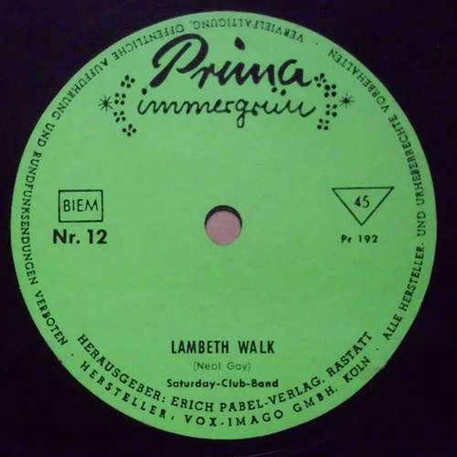 Cover Saturday Club Band - Lambeth Walk (Flexi, 7, S/Sided, Single, Mono) Schallplatten Ankauf