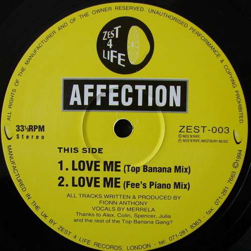 Cover Affection (2) - Love Me (12) Schallplatten Ankauf