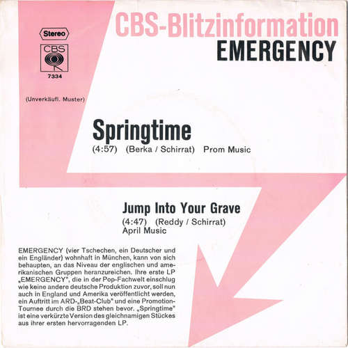 Cover Emergency (6) - Springtime / Jump Into Your Grave (7, Single, Promo) Schallplatten Ankauf