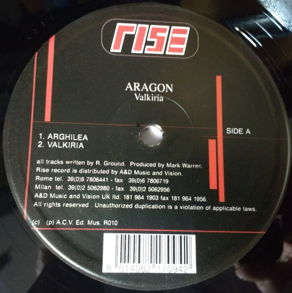 Cover Aragon (11) - Valkiria (12) Schallplatten Ankauf