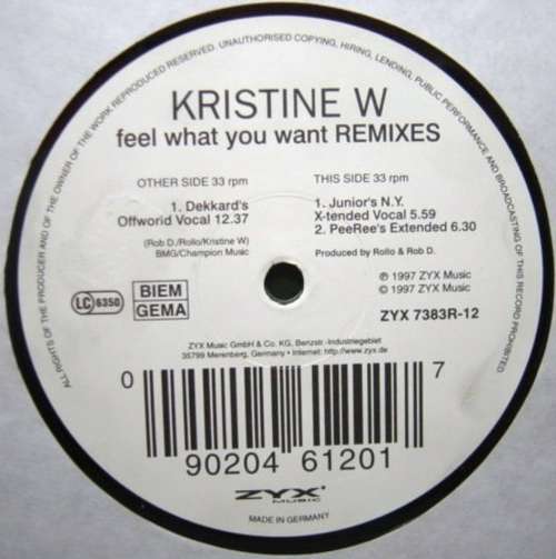 Cover Kristine W - Feel What You Want (Remixes) (12) Schallplatten Ankauf