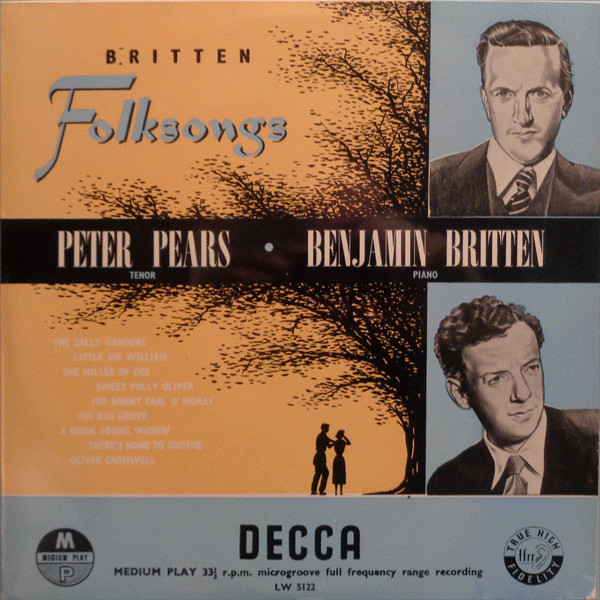 Cover Benjamin Britten, Peter Pears - Britten Folksongs (10, Mono, RP) Schallplatten Ankauf