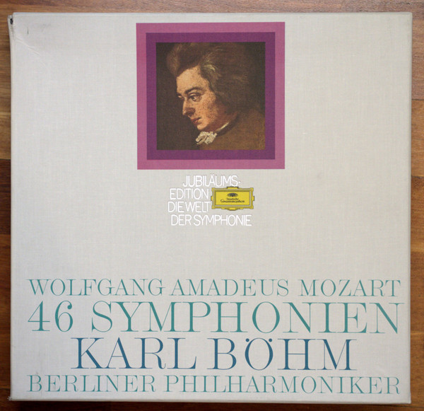 Cover Wolfgang Amadeus Mozart – Karl Böhm, Berliner Philharmoniker - 46 Symphonien (15xLP, Comp + Box) Schallplatten Ankauf