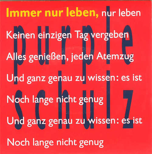 Cover Purple Schulz - Immer Nur Leben (7, Single) Schallplatten Ankauf