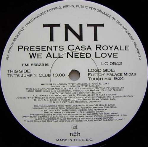 Cover TNT (3) Presents Casa Royale - We All Need Love (12) Schallplatten Ankauf