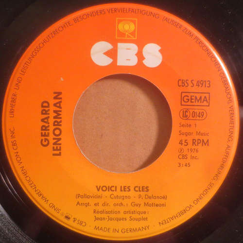 Cover Gérard Lenorman - Voici Les Clés (7, Single) Schallplatten Ankauf