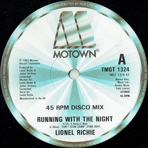 Cover Lionel Richie - Running With The Night (12, EMI) Schallplatten Ankauf