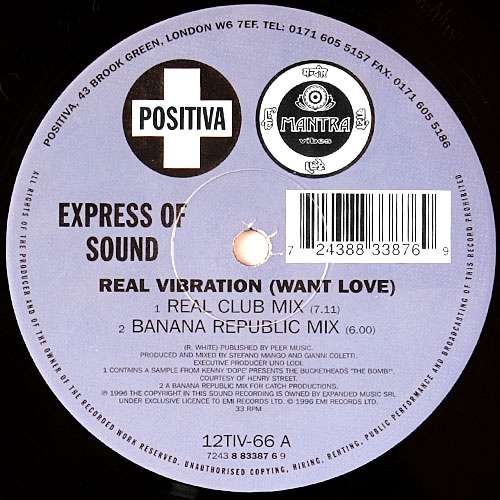 Cover Express Of Sound - Real Vibration (Want Love) (12) Schallplatten Ankauf