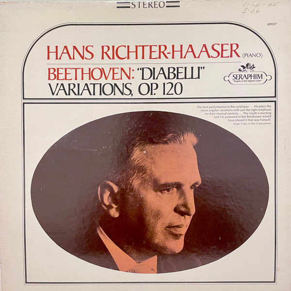 Cover Hans Richter-Haaser - Beethoven: Diabelli Variations, Op. 120. Thirty Three Variations On A Waltz By Diabelli (LP) Schallplatten Ankauf