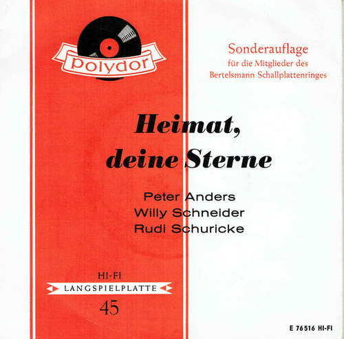Cover Peter Anders (2), Willy Schneider, Rudi Schuricke - Heimat, Deine Sterne (7, EP, Mono, Club) Schallplatten Ankauf