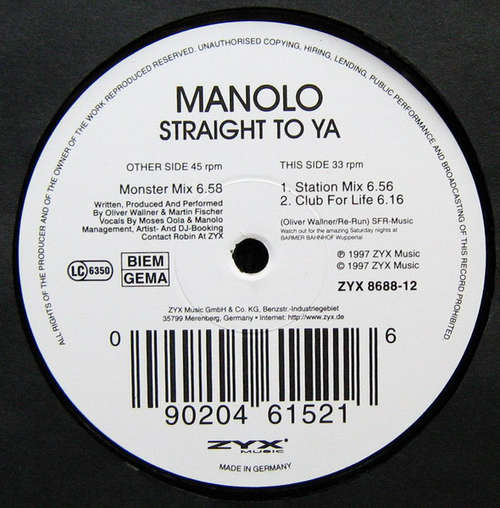 Cover Manolo (2) - Straight To Ya (12) Schallplatten Ankauf