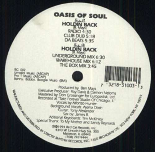 Cover Oasis Of Soul - Holdin Back (12) Schallplatten Ankauf