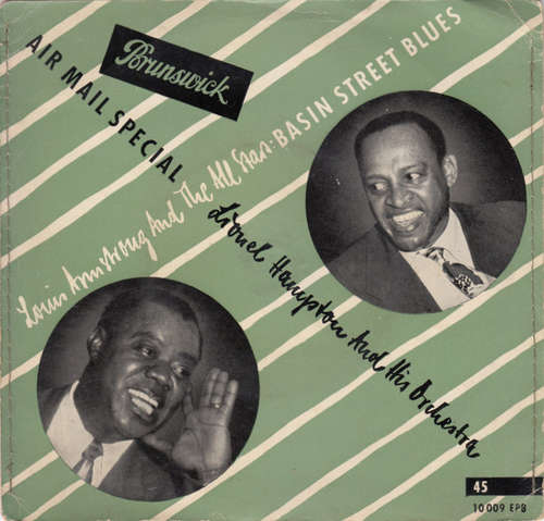 Cover Louis Armstrong And The All Stars* / Lionel Hampton And His Orchestra - Basin Street Blues / Air Mail Special (7, EP, Mono, RE) Schallplatten Ankauf