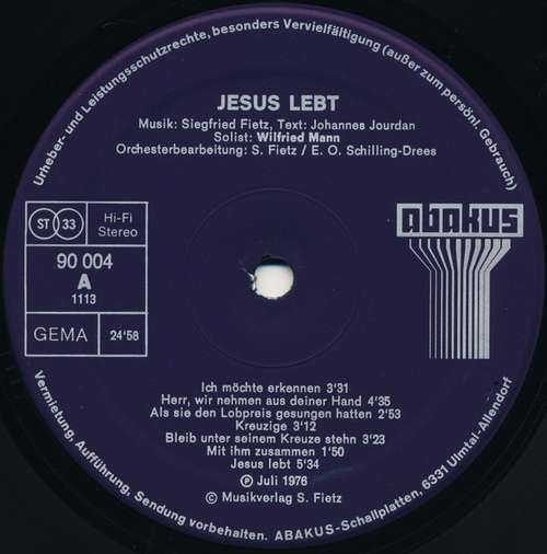 Cover Siegfried Fietz, Johannes Jourdan, Wilfried Mann - Jesus Lebt (LP) Schallplatten Ankauf