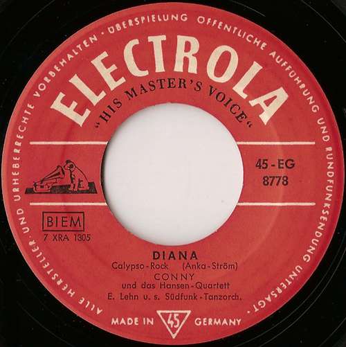 Cover Conny* Und Das Hansen-Quartett - Diana / Teenager Susann (7, Single) Schallplatten Ankauf