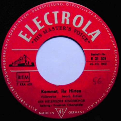 Cover Der Bielefelder Kinderchor - Kommet, Ihr Hirten / Vom Himmel Hoch (7, Single) Schallplatten Ankauf