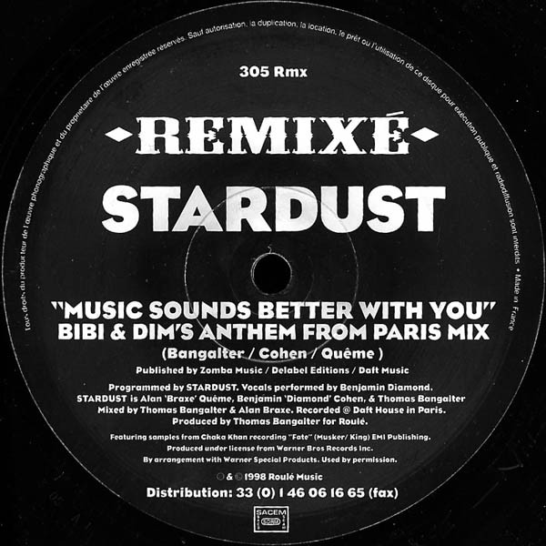 Cover Stardust - Music Sounds Better With You (Remixé) (2x12) Schallplatten Ankauf