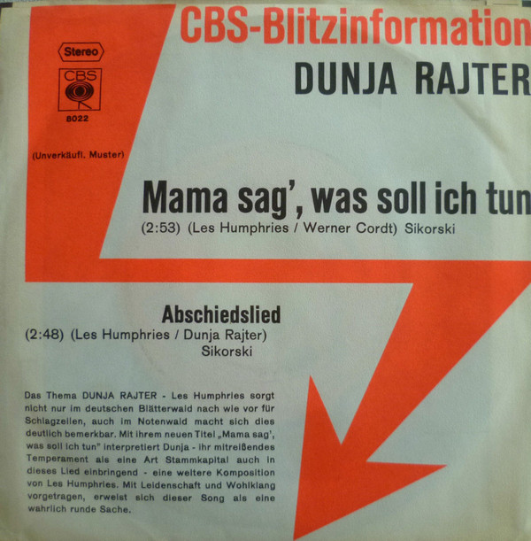 Bild Dunja Rajter - Mama Sag', Was Soll Ich Tun (7, Single, Promo) Schallplatten Ankauf