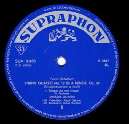 Cover Franz Schubert, Janáček Quartet - String Quartet In A Minor, Op. 29, D 804 (1824) (LP, Mono) Schallplatten Ankauf