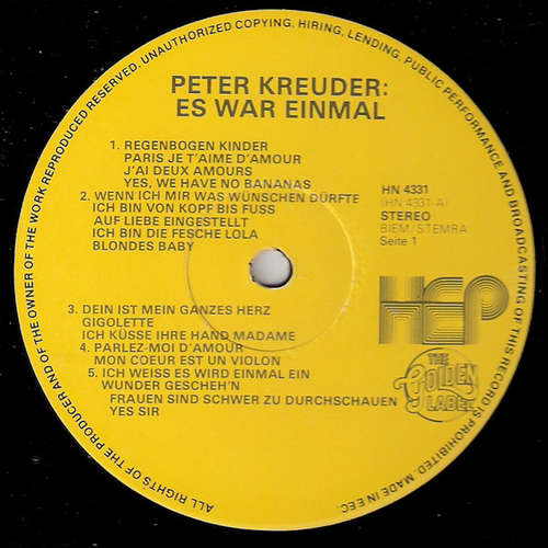 Cover Peter Kreuder - Es War Einmal (LP) Schallplatten Ankauf