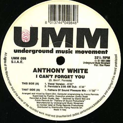 Cover Anthony White - I Can't Forget You (12) Schallplatten Ankauf