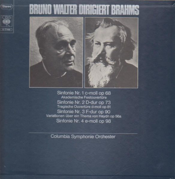 Cover Bruno Walter, Columbia Symphonie Orchester*, Brahms* - Bruno Walter Dirigiert Brahms, Symphonies Nos. 1-4 (4xLP + Box) Schallplatten Ankauf