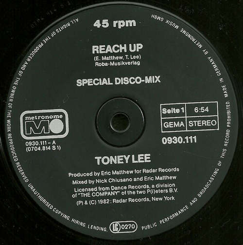 Cover Toney Lee - Reach Up (12) Schallplatten Ankauf