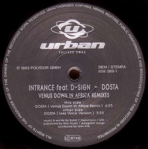 Cover Intrance Feat. D-Sign - Dosta - Venus Down In Africa Remixes (12) Schallplatten Ankauf