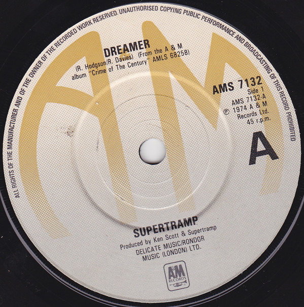 Cover Supertramp - Dreamer (7, Single, RE, Sol) Schallplatten Ankauf