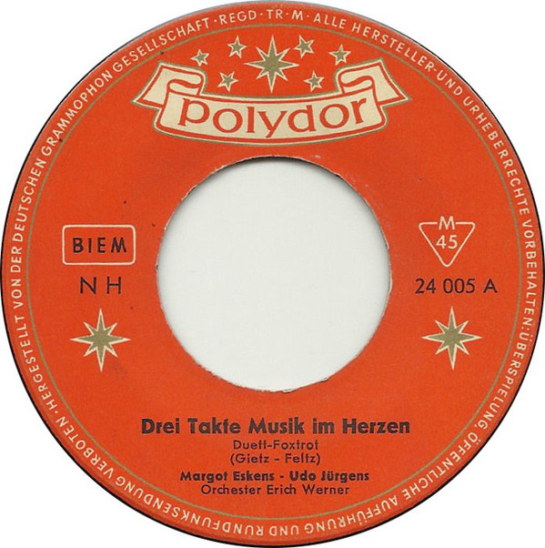 Cover Udo Jürgens -  Margot Eskens - Drei Takte Musik Im Herzen (7, Single, Mono) Schallplatten Ankauf