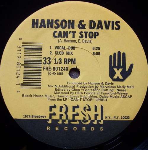 Cover Hanson & Davis - Can't Stop (12) Schallplatten Ankauf