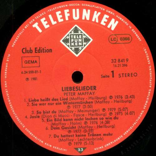 Cover Peter Maffay - Liebeslieder (LP, Comp, Club) Schallplatten Ankauf