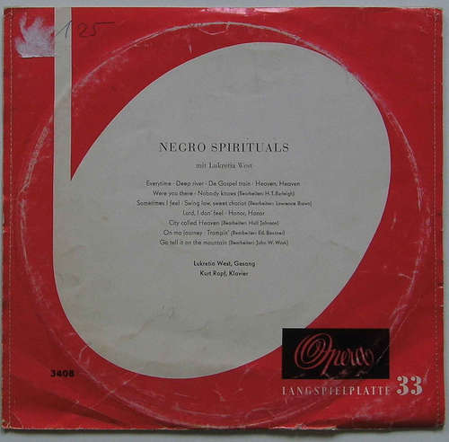 Cover Lukretia West, Kurt Rapf - Negro Spirituals Mit Lukretia West (10) Schallplatten Ankauf