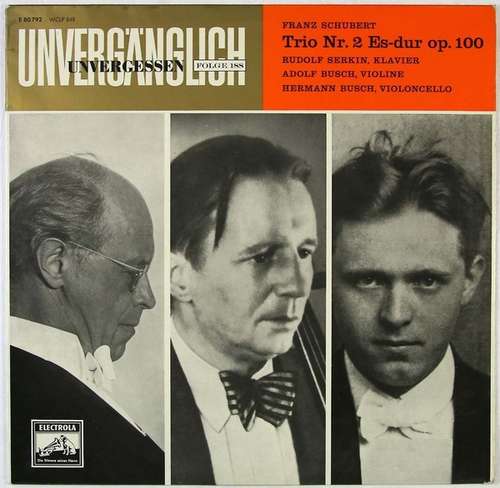 Cover Rudolf Serkin, Adolf Busch, Hermann Busch, Franz Schubert - Trio Nr. 2 Es-dur op. 100  (LP) Schallplatten Ankauf